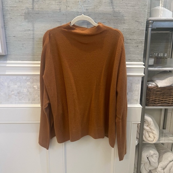 NWT new large Anthropologie Maeve shea oversized boxy cashmere sweater honey tan - Picture 11 of 17